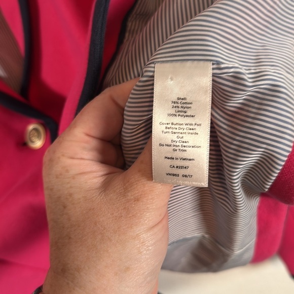 Talbots Pink & Navy Trimmed Aberdeen Blazer Size 16 Preppy Career Wear - Picture 4 of 7